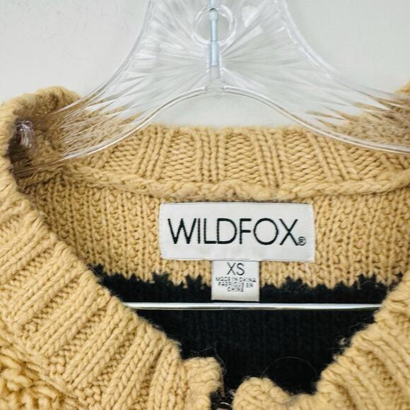Wild Fox Brown And Black Striped Fuzzy Full Zip Wool Blend Sweater Women’s XS - Picture 2 of 7